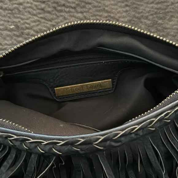 Street Level Black Fringe Crossbody Bag - Picture 5 of 5